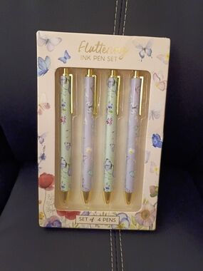 Eccolo Fluttering Ink Pen Set - Pastel Lavender and Mint Set Of 4